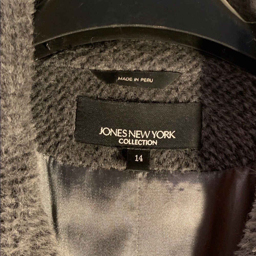 Jones New York Collection Charcoal Alpaca-Wool Coat Classic Timeless Beautiful - Picture 3 of 9